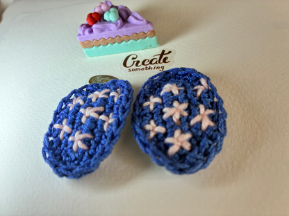 Starry Night Handmade Crochet Hair Clip – Blue & White Star Stitch Design | Baby Safe Girls Hair Accessory for Toddlers, Kids & Party Wear