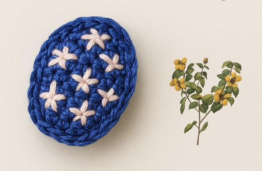 Starry Night Handmade Crochet Hair Clip – Blue & White Star Stitch Design | Baby Safe Girls Hair Accessory for Toddlers, Kids & Party Wear