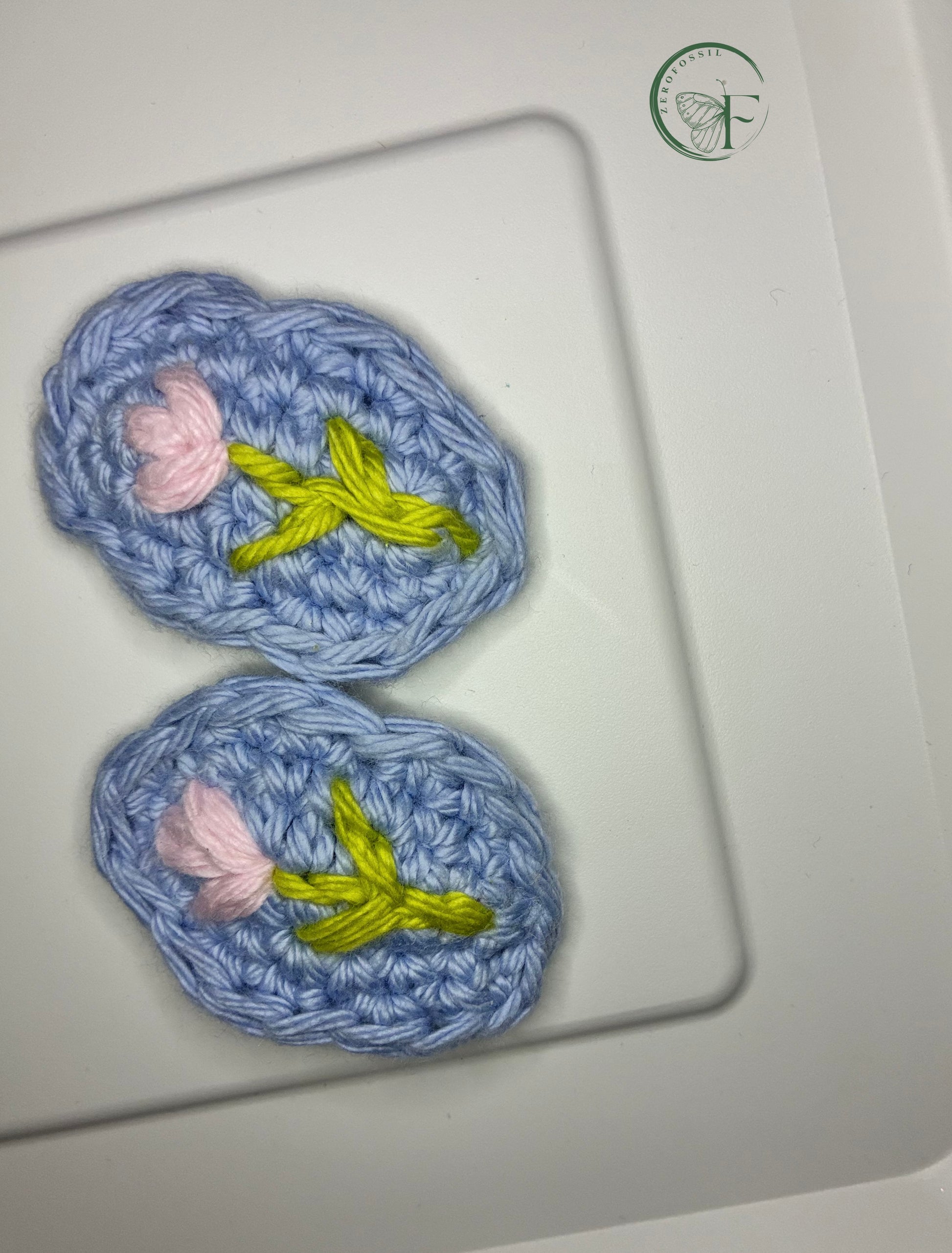 Bloomstitch botanical hair clips with delicate hand embroidery – soft yarn accessories for spring outfits