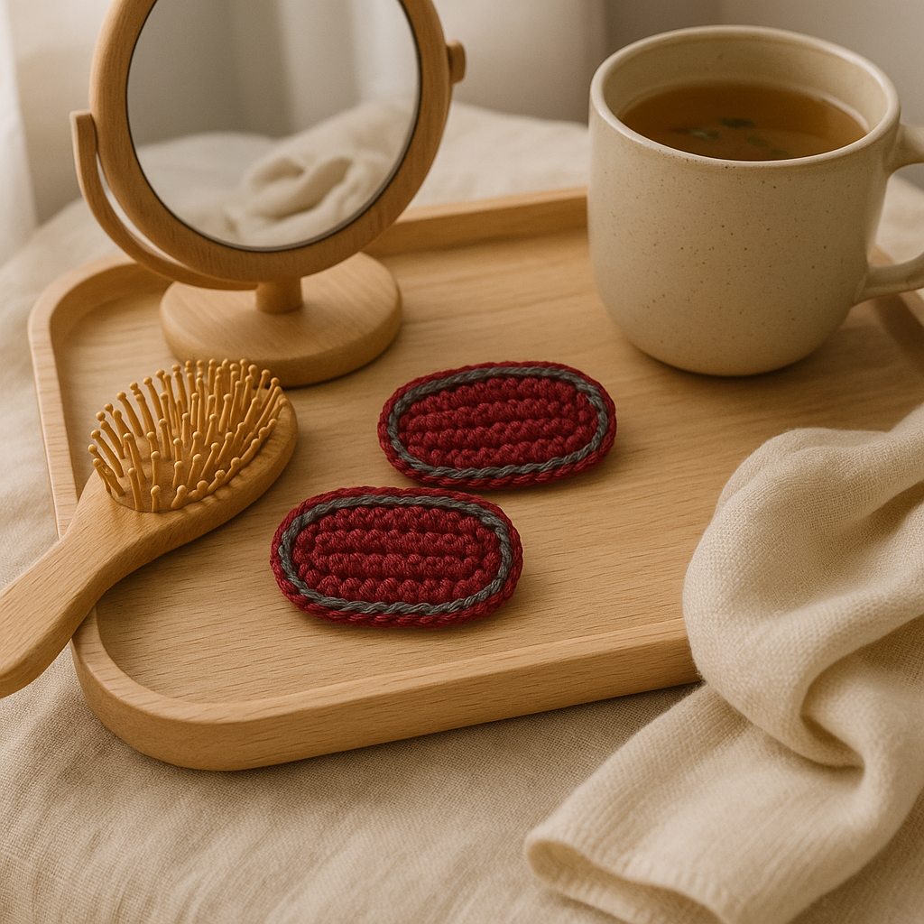 zerofossil handcrafted deep red crochet hair clip for girls and women