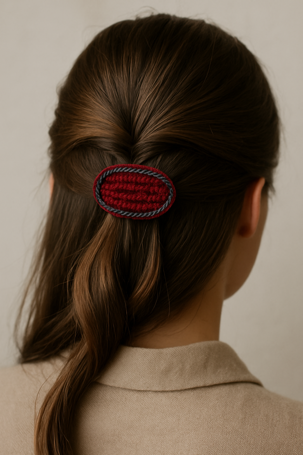 red handmade crochet clip cotton thread